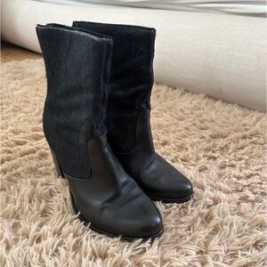 All Saints Black Hessian Black Pony Hair Two tone leather boots Size 39